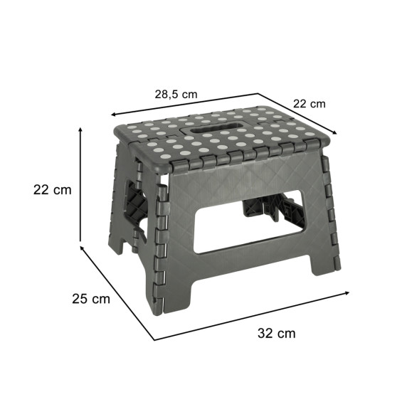 Összecsukható sámli csúszásmentes felülettel 22 cm - sötétszürke