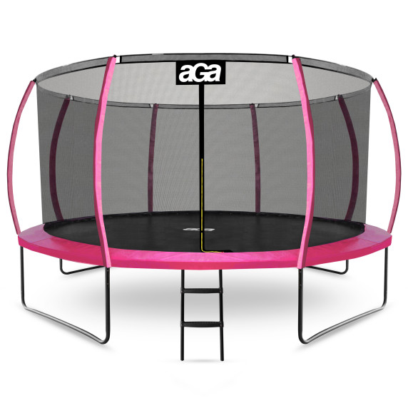 Trambulin belső védőhálóval létrával 366 cm Aga SPORT EXCLUSIVE MRPU1012PINK - rózsaszín + létra