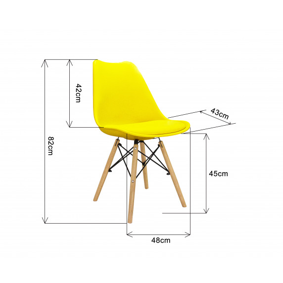 Étkezőszék ülőpárnával fa lábakkal AGA MR2035Y - Sárga