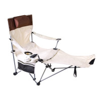 Összecsukható kempingszék, horgász szék lábtartóval AGA DS717 beige - Bézs 